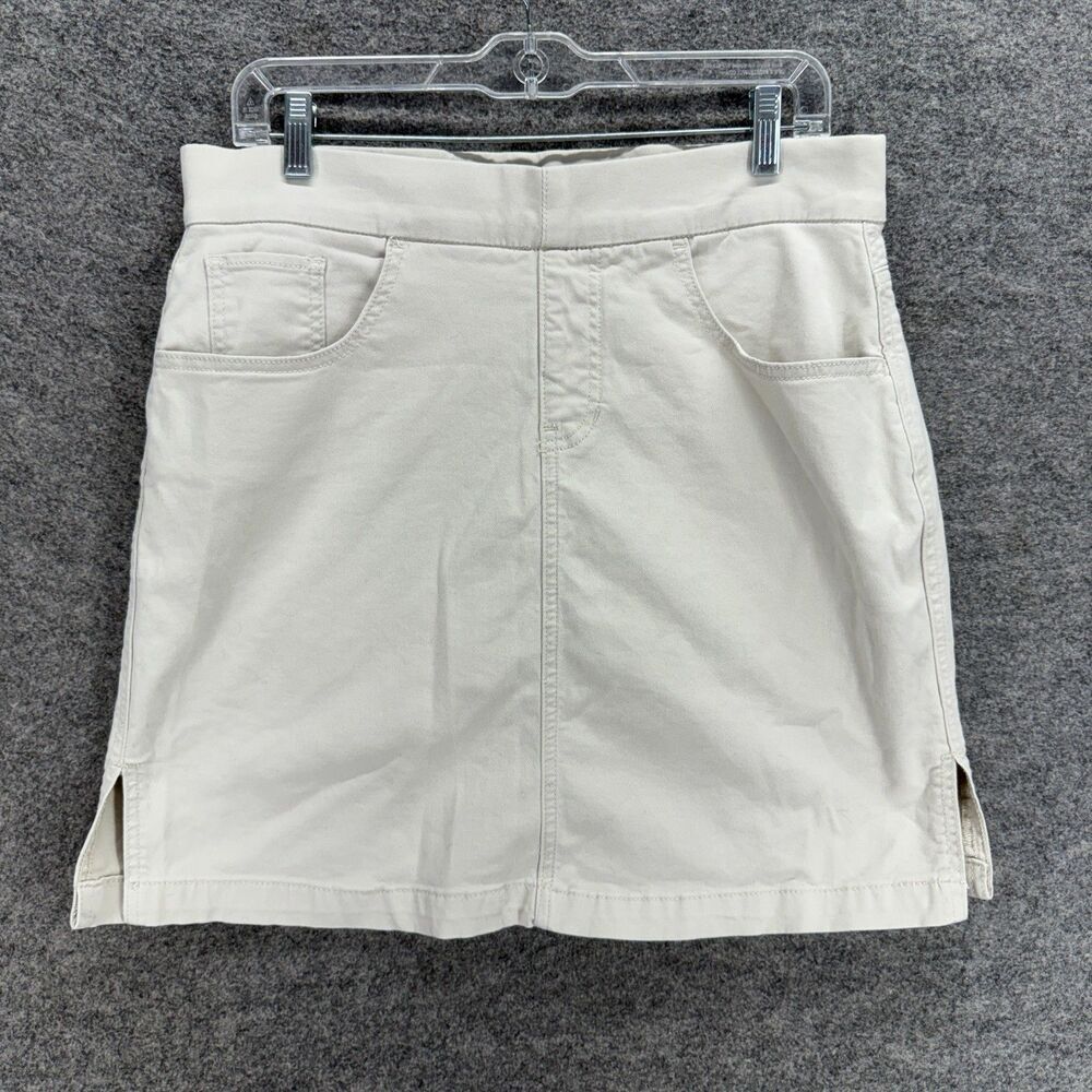 Jag Skort Women 10 Gray A-Line Midi Pull On Mid Rise Pockets Lined Cotton Casual